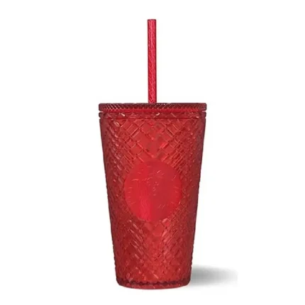 خرید لیوان پلاستیکی استارباکس مدل قرمز تیره 473 میلی‌لیتر