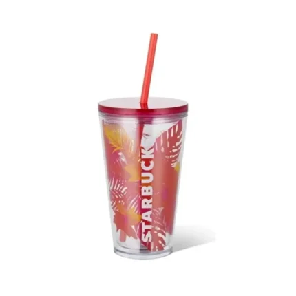 خرید لیوان پلاستیکی پالم صورتی استارباکس 530 میلی لیتر