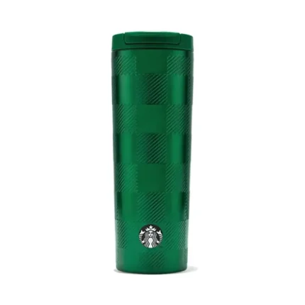 خرید فلاسک طراحی چک‌چک سبز تیره استیل ضدزنگ استارباکس 473 میلی‌لیتر کد12
